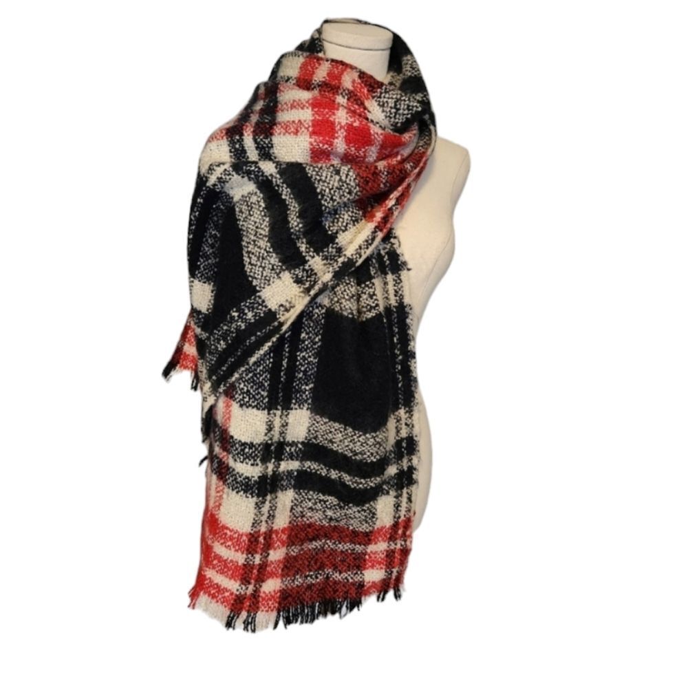 Red navy and cream scarf